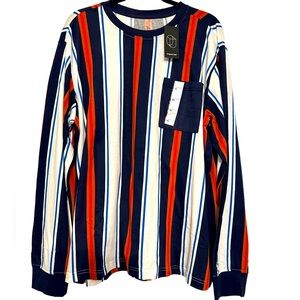 NWT men’s Original Use Navy Blue And Orange Stripped L/S Shirt